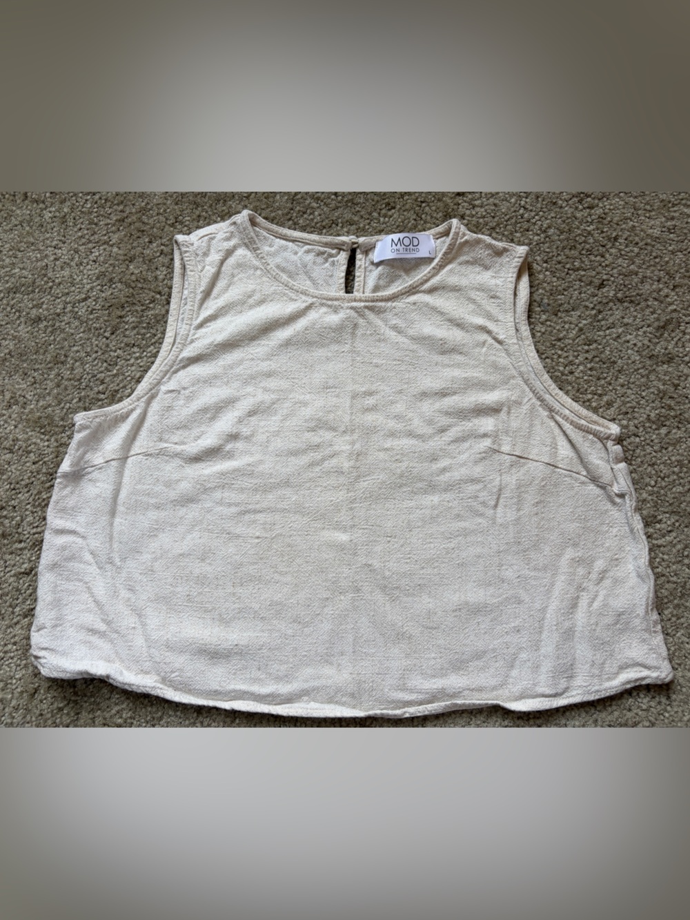 Mod On Trend Cream Linen Crop Tank Top